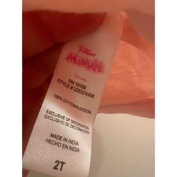 Disney Junior Minnie Mouse Pink Toddler Shirt 2T 100% Cotton Made In India - Picture 4 of 5